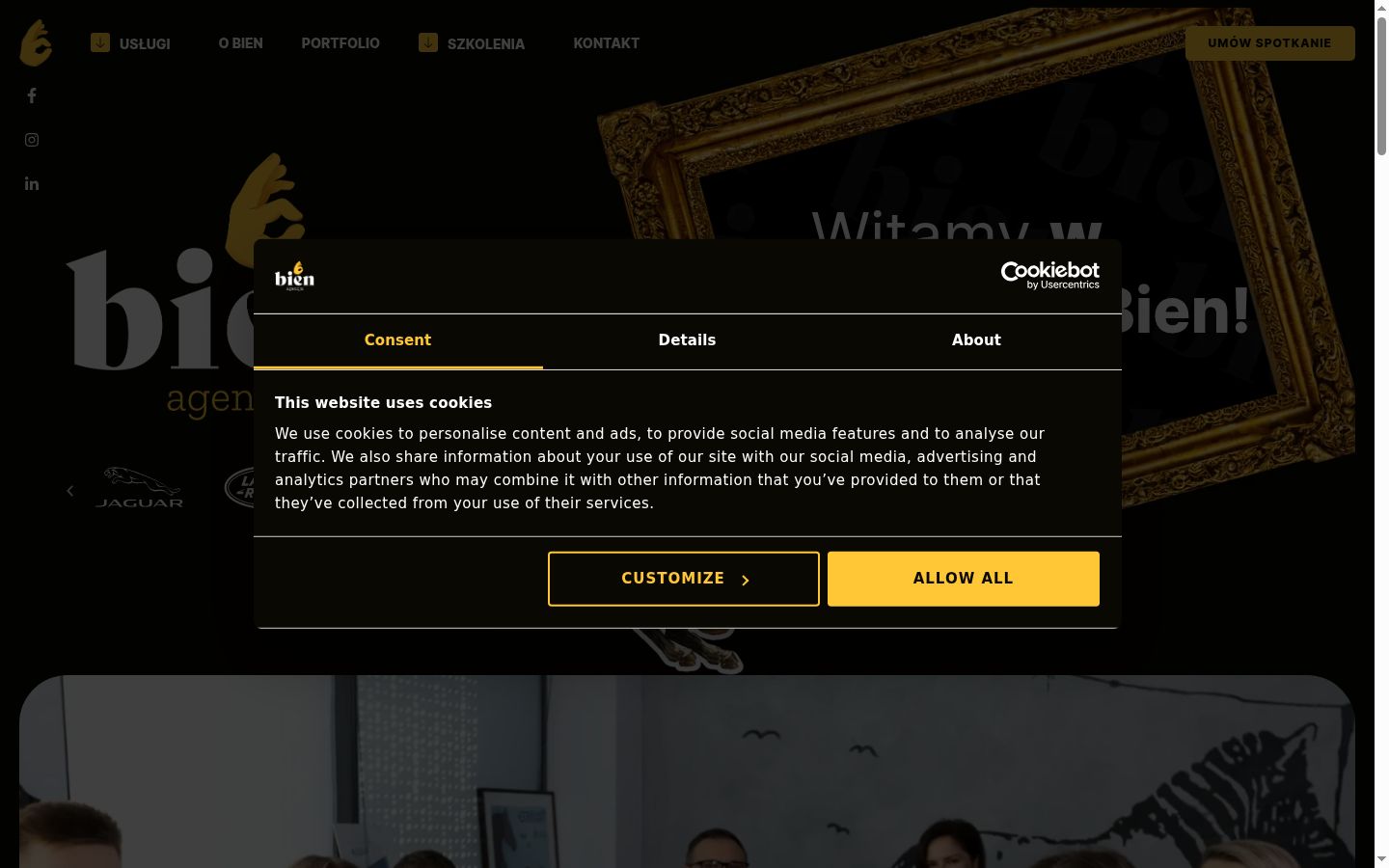 Sutikimo reklamjuostės, rodytos prieš bet kokią sąveiką, ekrano kopija