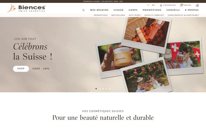 Screenshot of biences.ch