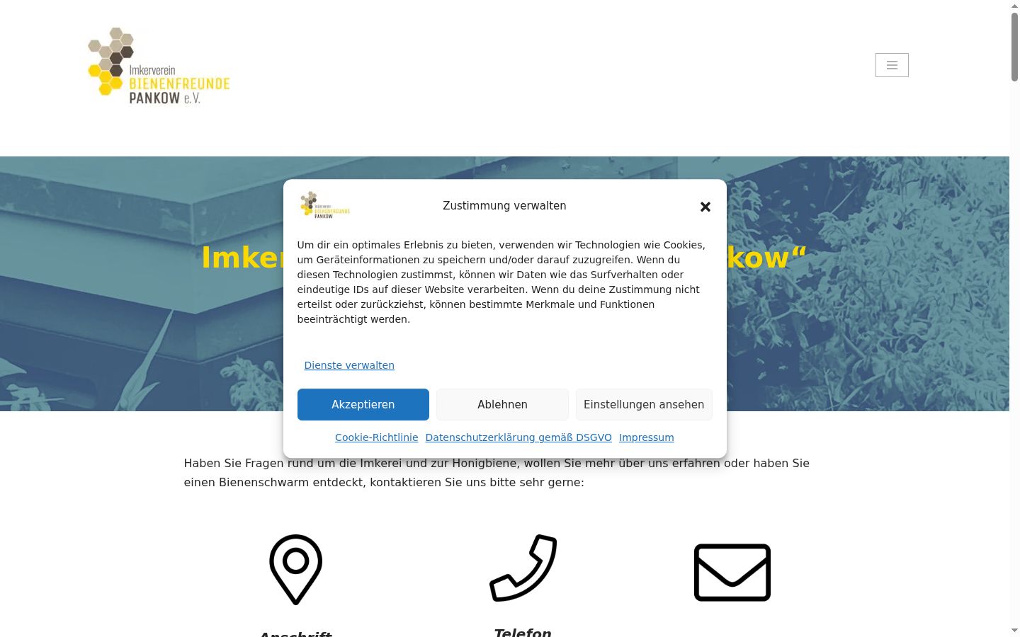 Screenshot of the consent banner shown before any interaction