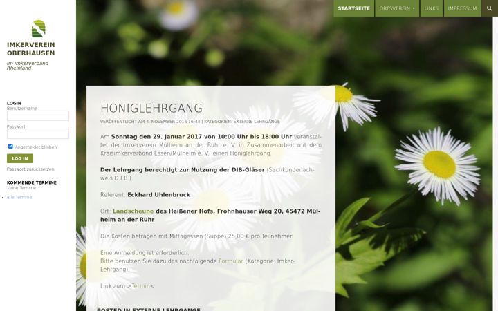 Screenshot of bienenzuchtverein-oberhausen.de