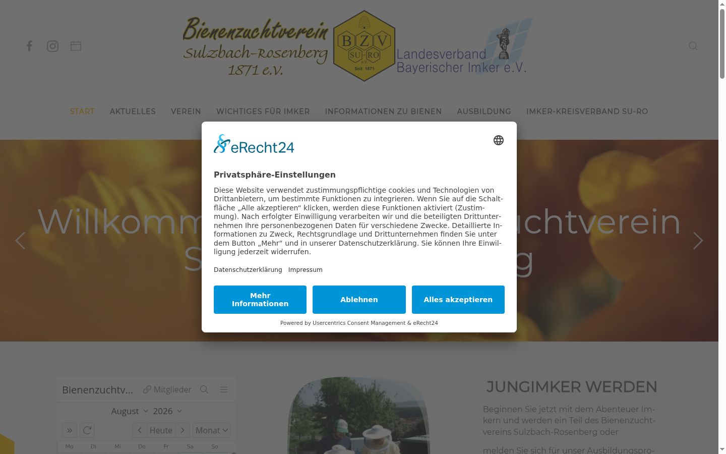Screenshot of the consent banner shown before any interaction