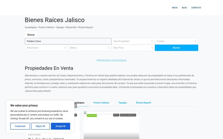 Screenshot of bienesraicesenjalisco.com