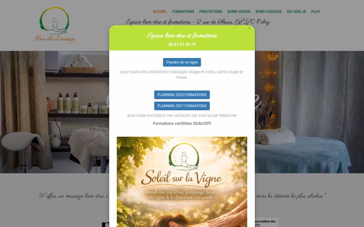 Screenshot of bienetreetmassage.com
