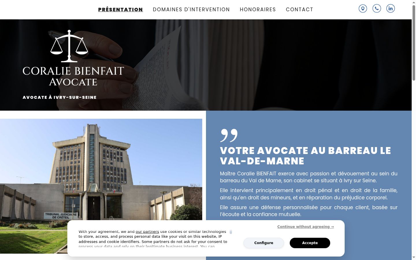 Screenshot del banner di consenso mostrato prima di qualsiasi interazione