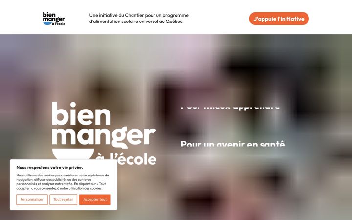 Screenshot of bienmangeralecole.ca