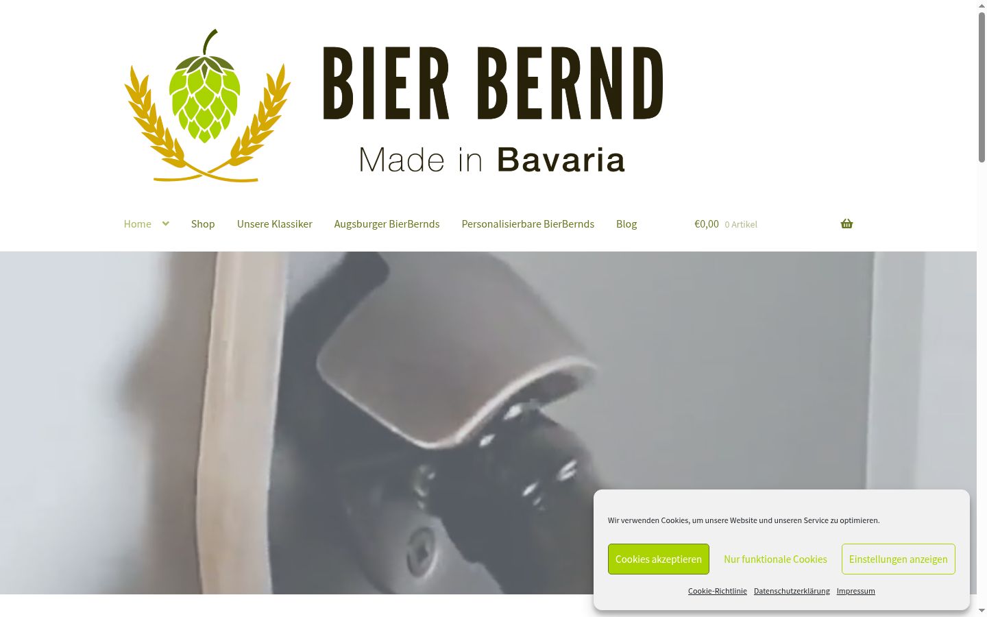 Screenshot des Einwilligungsbanners vor jeglicher Interaktion
