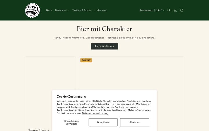 Ekraanipilt saidist bierboutique-kn.de