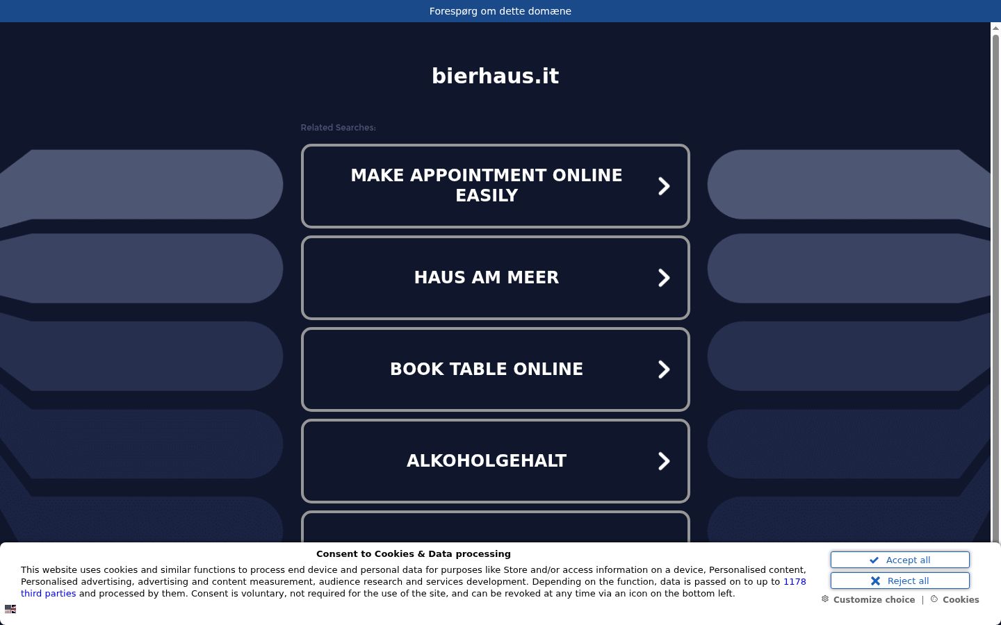 Screenshot del banner di consenso mostrato prima di qualsiasi interazione