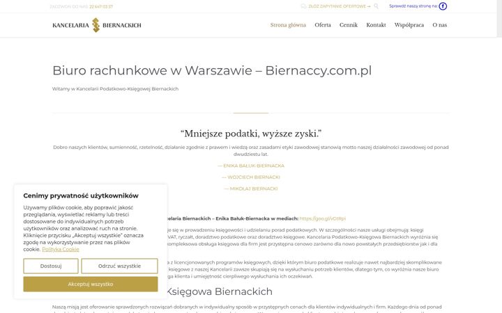 Screenshot stránky biernaccy.com.pl