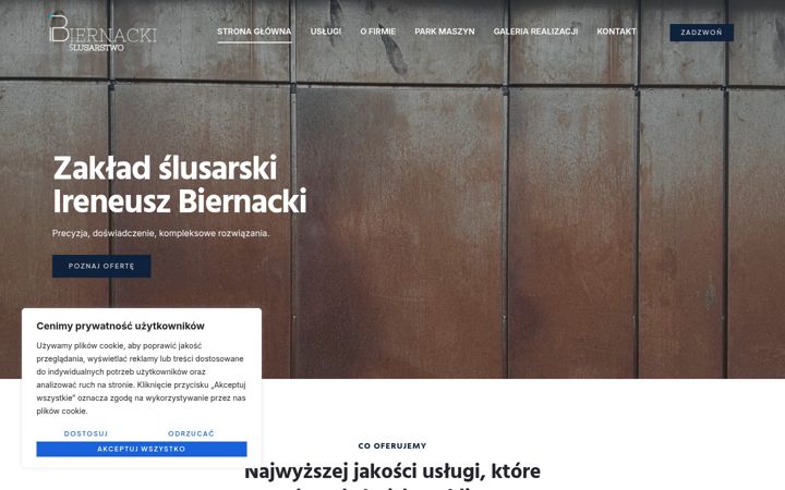 Screenshot stránky biernackislusarstwo.pl