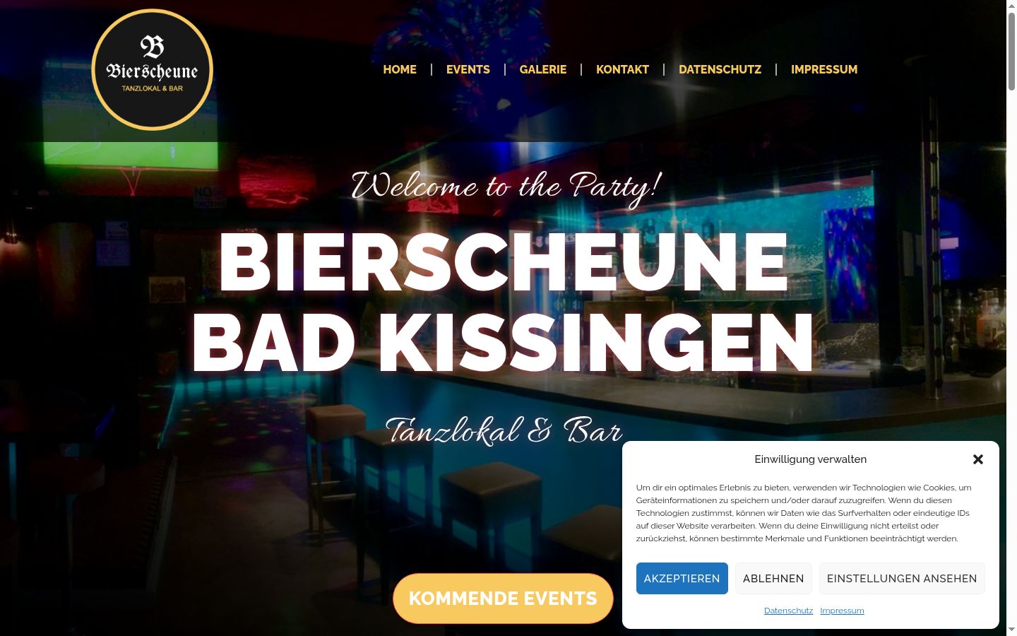 Screenshot des Einwilligungsbanners vor jeglicher Interaktion