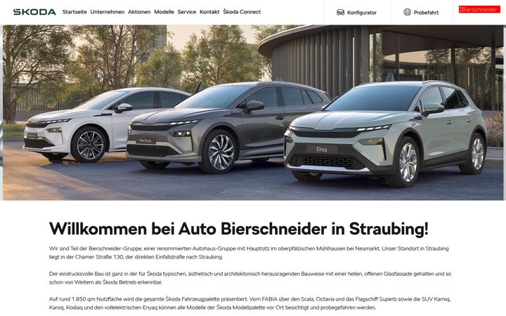Screenshot of bierschneider-straubing.skoda-auto.de