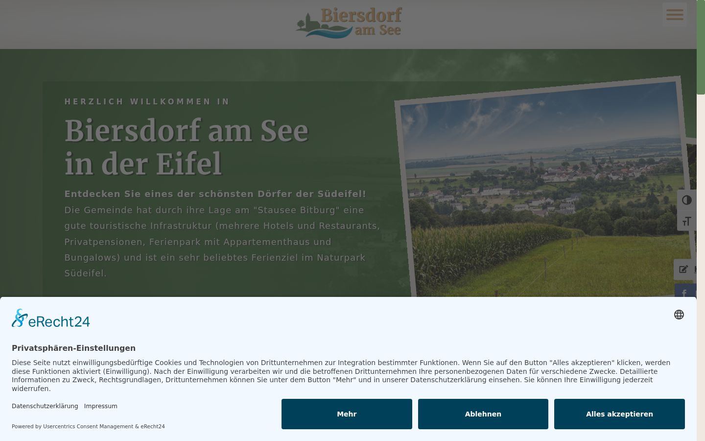 Screenshot des Einwilligungsbanners vor jeglicher Interaktion