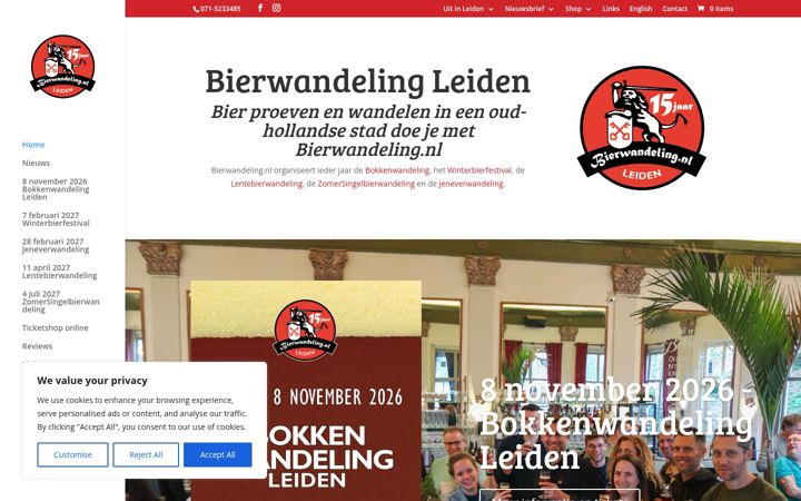 Snímek obrazovky bierwandeling.nl