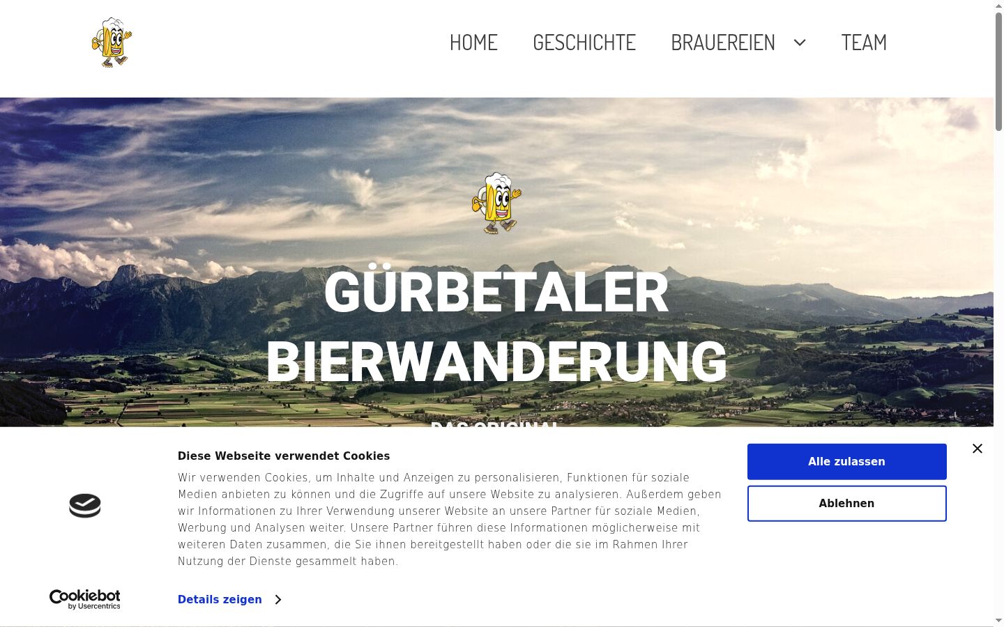 Screenshot van de toestemmingsbanner zoals getoond vóór enige interactie
