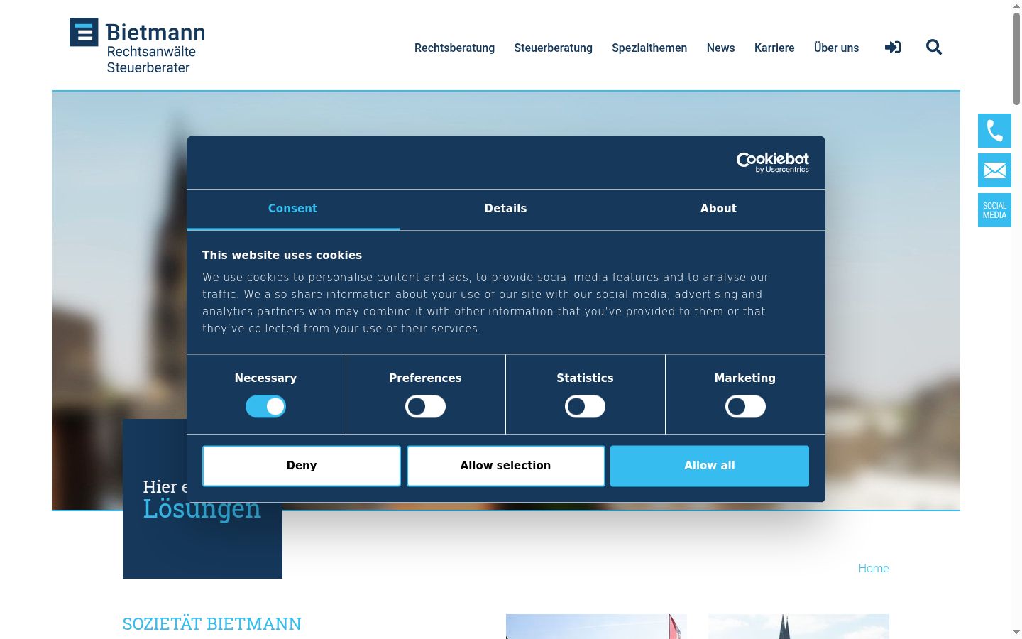 Screenshot of the consent banner shown before any interaction