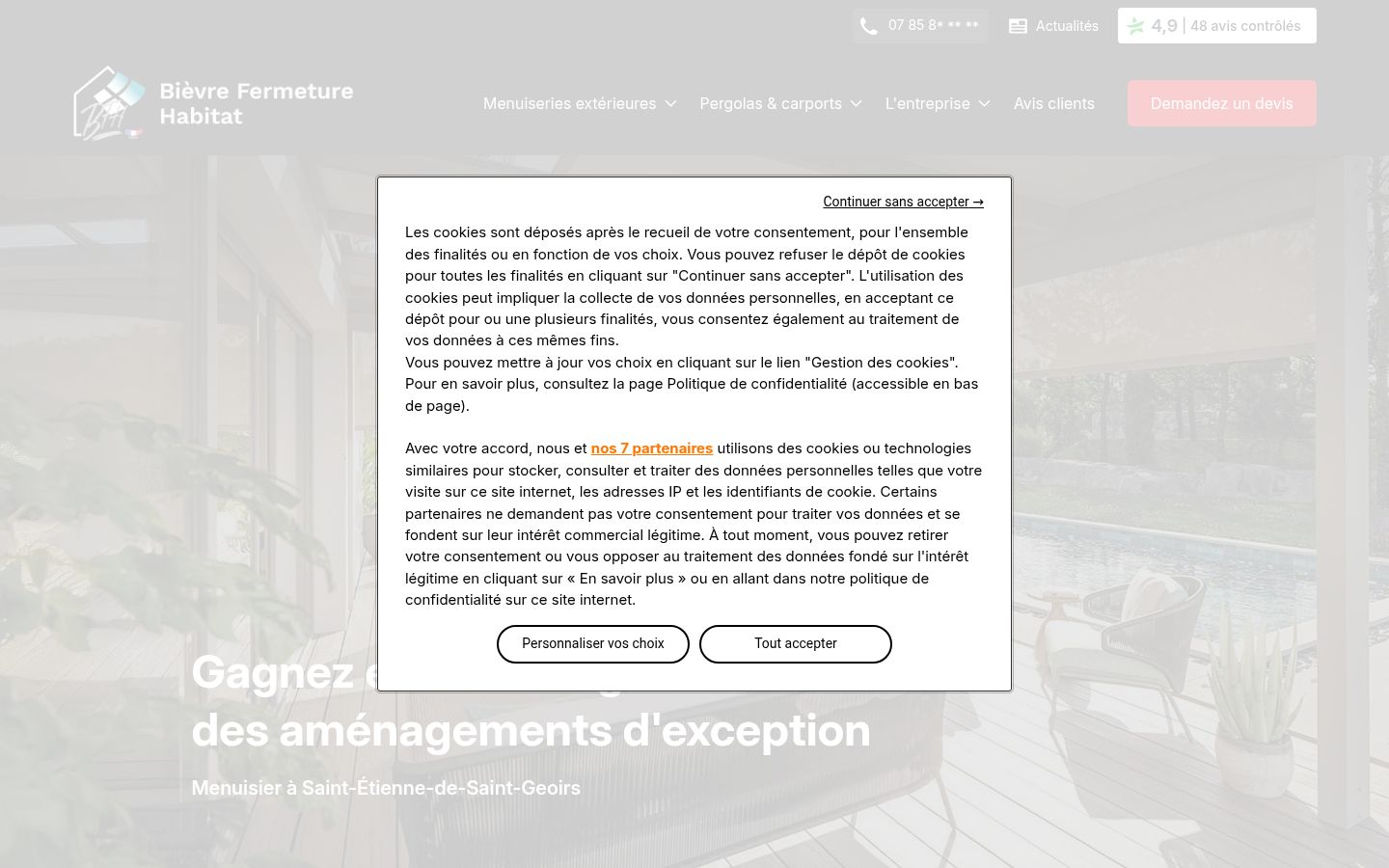 Screenshot of the consent banner shown before any interaction