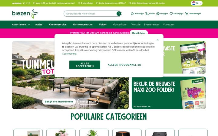 Screenshot di biezen.nl
