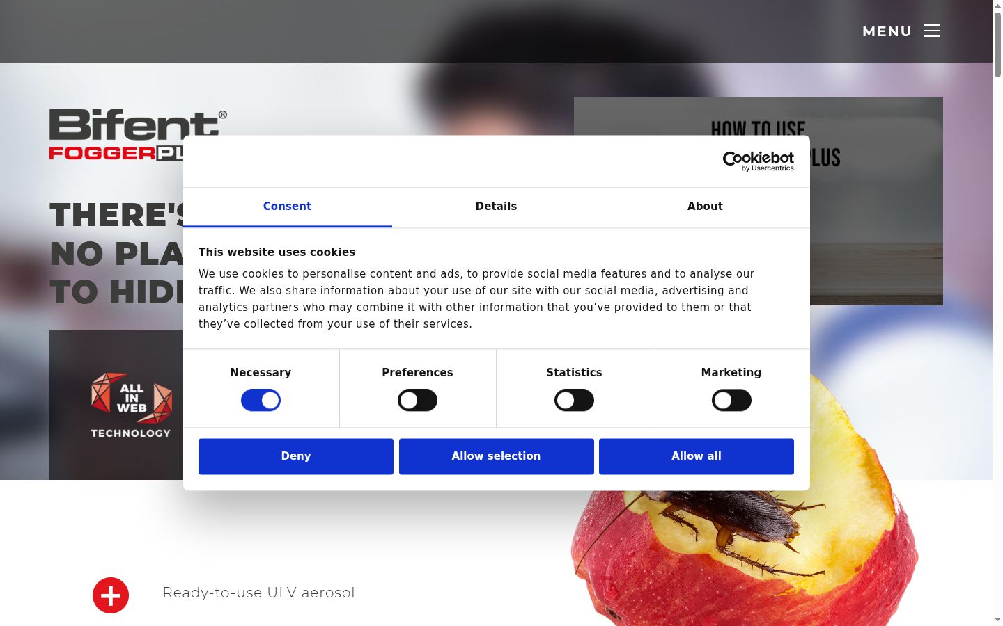 Screenshot of the consent banner shown before any interaction