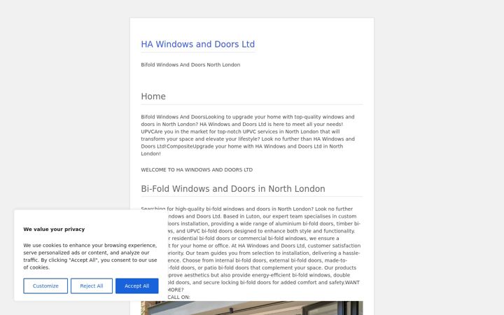 Screenshot of bifoldwindowsanddoorsnorthlondon.co.uk