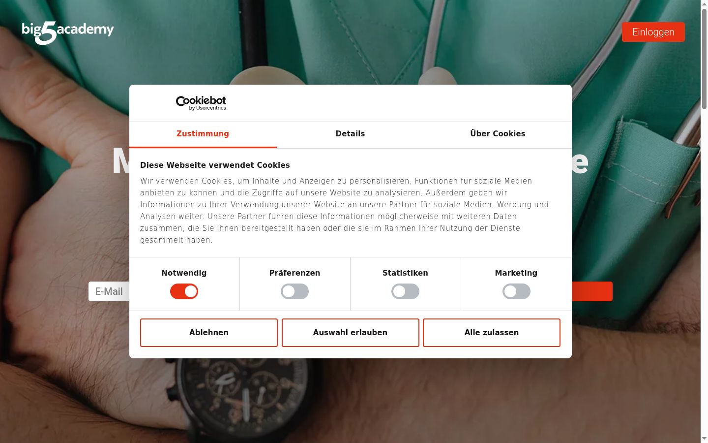Screenshot del banner di consenso mostrato prima di qualsiasi interazione