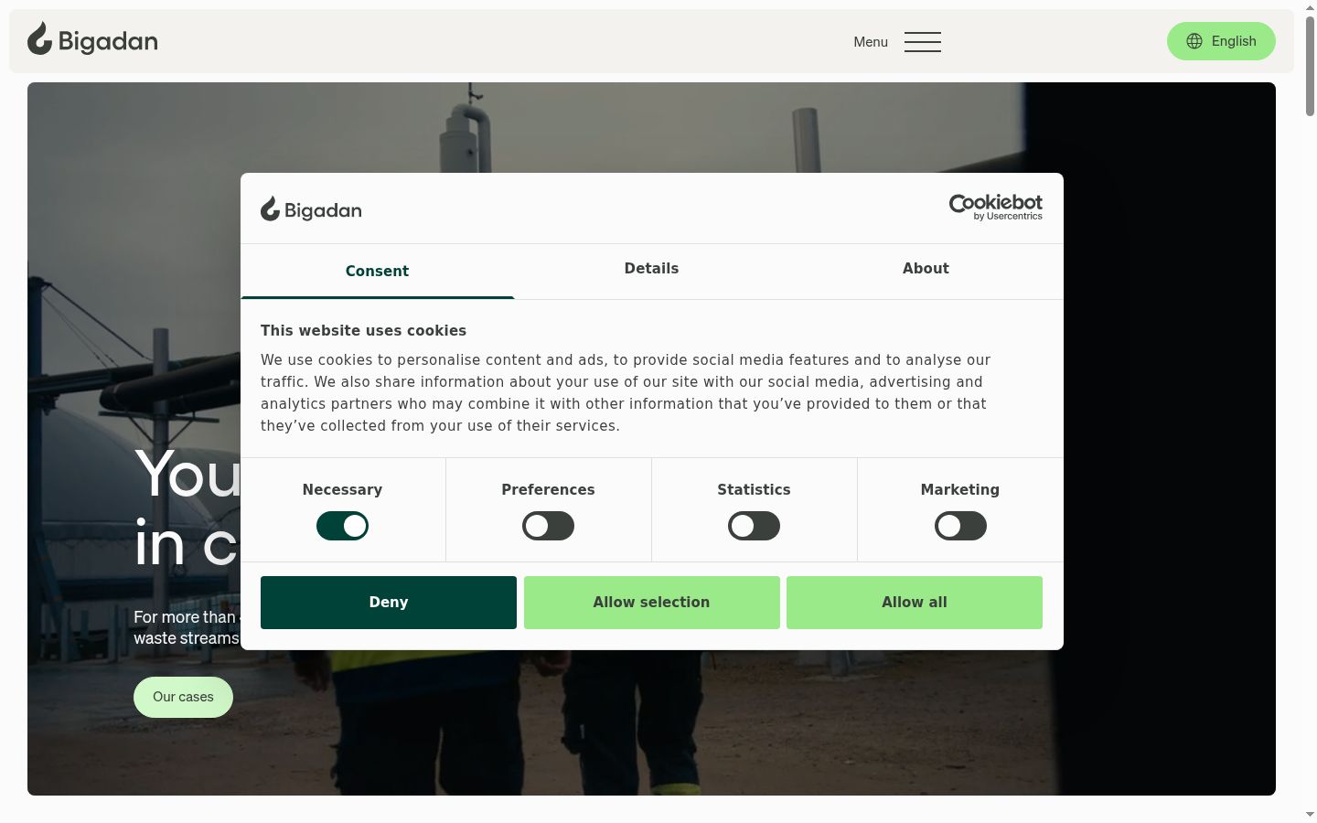 Capture d'écran de la bannière de consentement affichée avant toute interaction