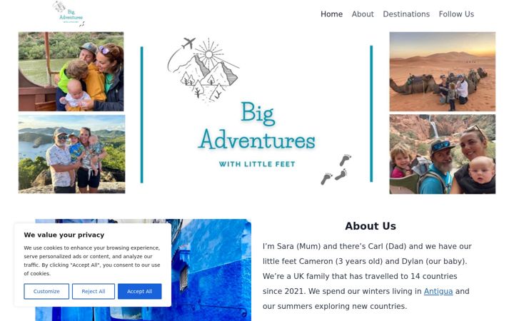 Screenshot of bigadventureswithlittlefeet.com