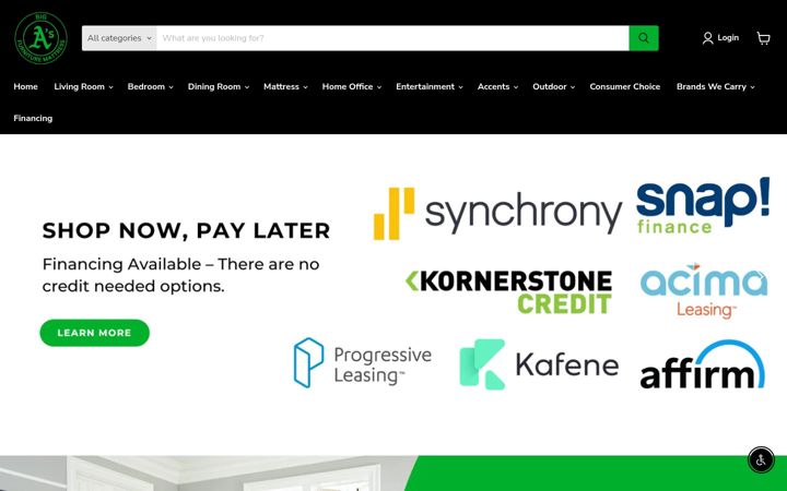 Screenshot of bigafurnituremattress.com
