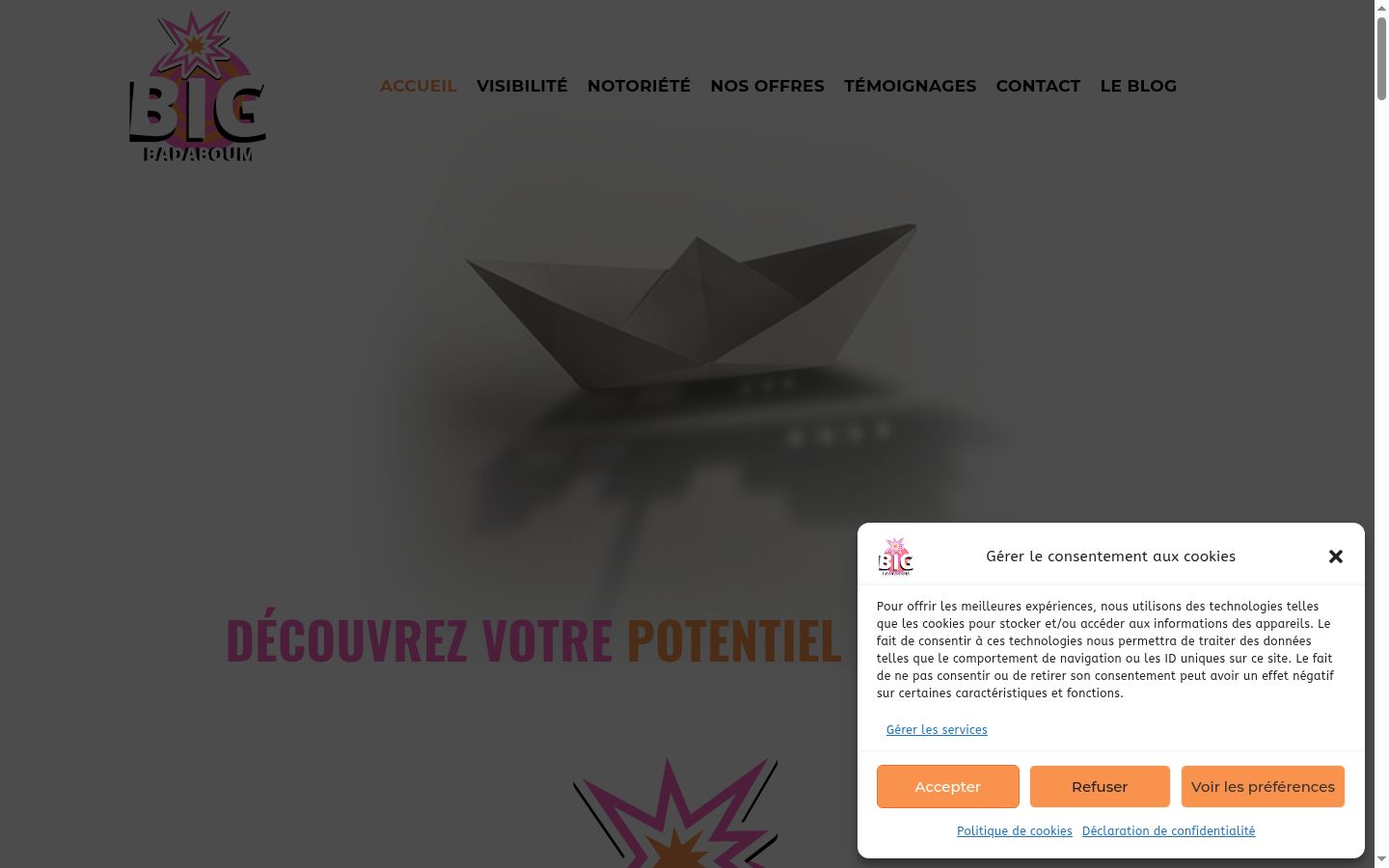Screenshot del banner di consenso mostrato prima di qualsiasi interazione