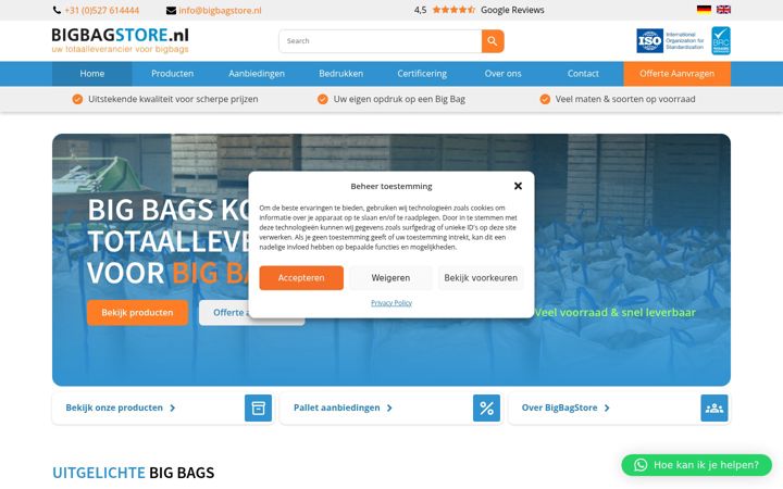 Screenshot ta' bigbagstore.nl