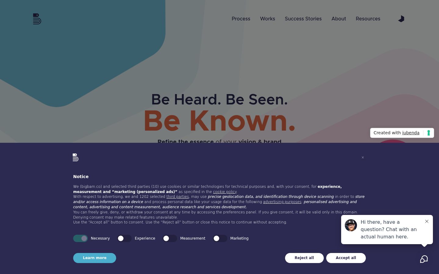 Screenshot of the consent banner shown before any interaction