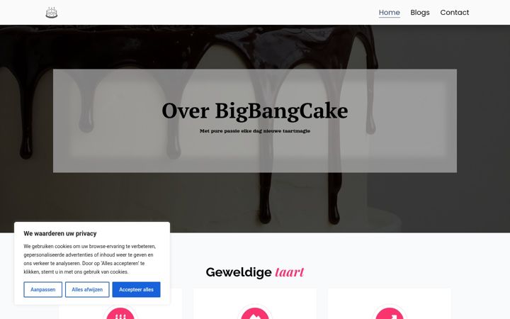 Screenshot ta' bigbangcake.nl