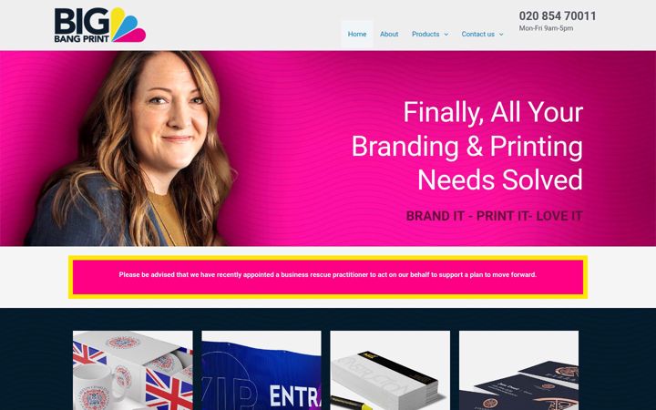 Screenshot of bigbangprint.co.uk