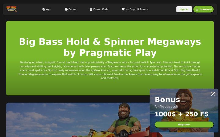 Screenshot of bigbassholdspinner.com