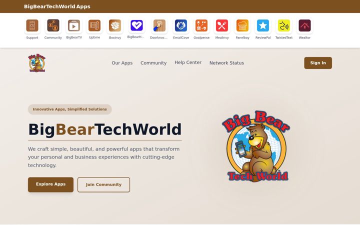 Screenshot stránky bigbeartechworld.com