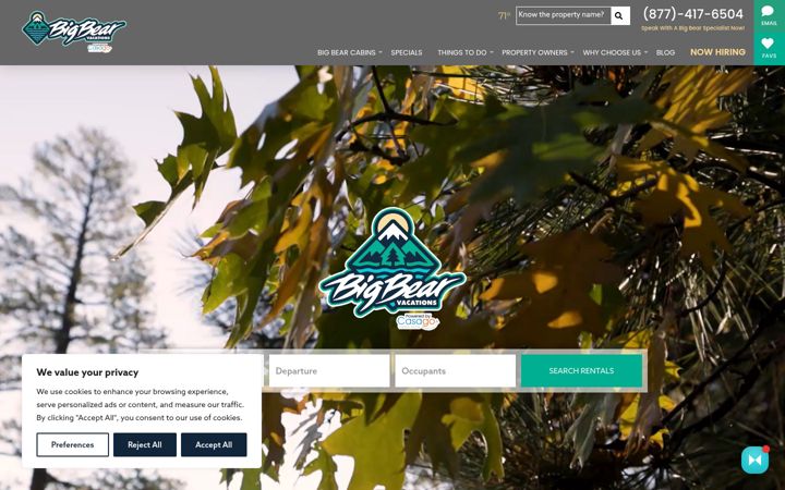 Screenshot of bigbearvacations.com