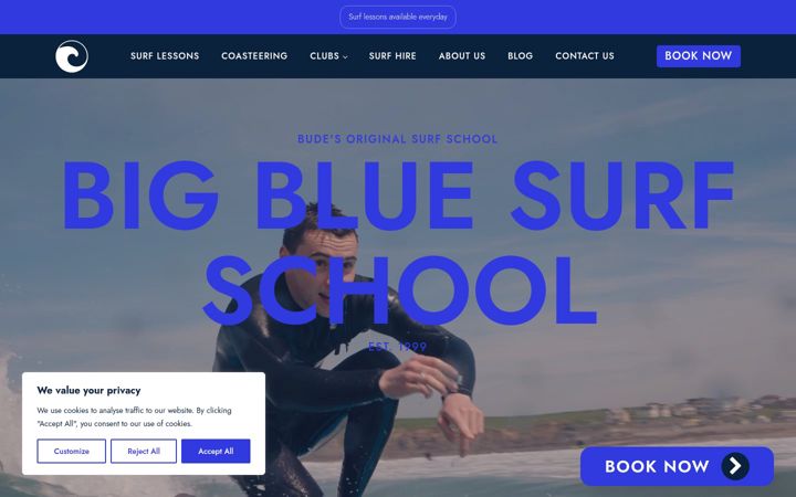 Screenshot of bigbluesurfschool.com
