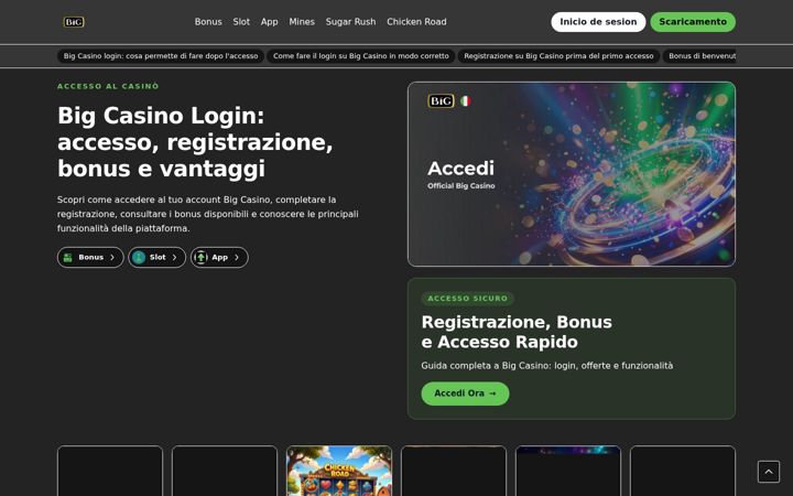 Posnetek zaslona bigcasinoit.com