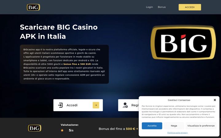 Screenshot of bigcasinomobile.com