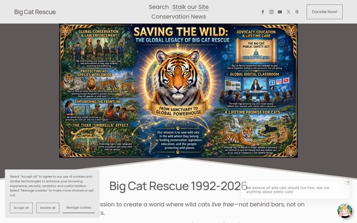 Screenshot of bigcatrescue.org