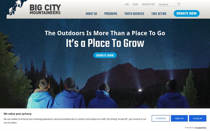 Screenshot stránky bigcitymountaineers.org