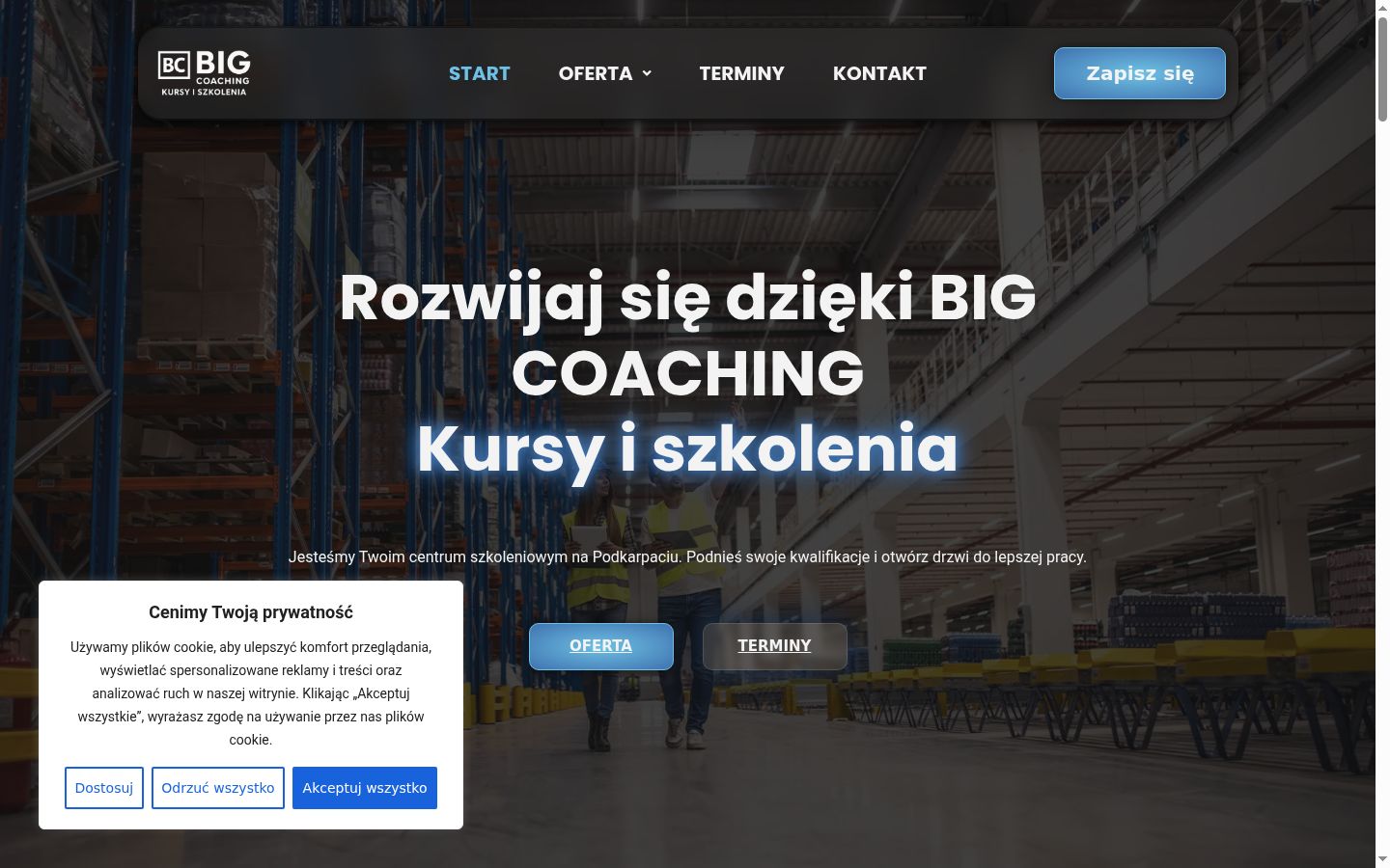 Zrzut ekranu banera zgody wyświetlanego przed jakąkolwiek interakcją