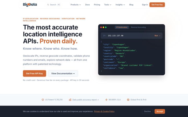 Screenshot of bigdatacloud.com
