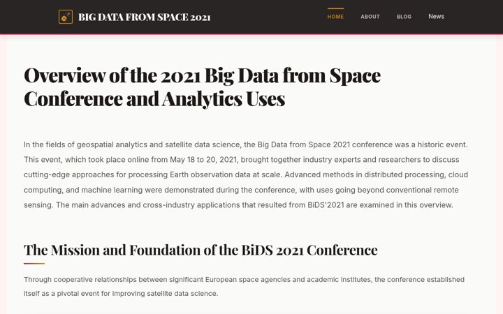 Screenshot of bigdatafromspace2021.org