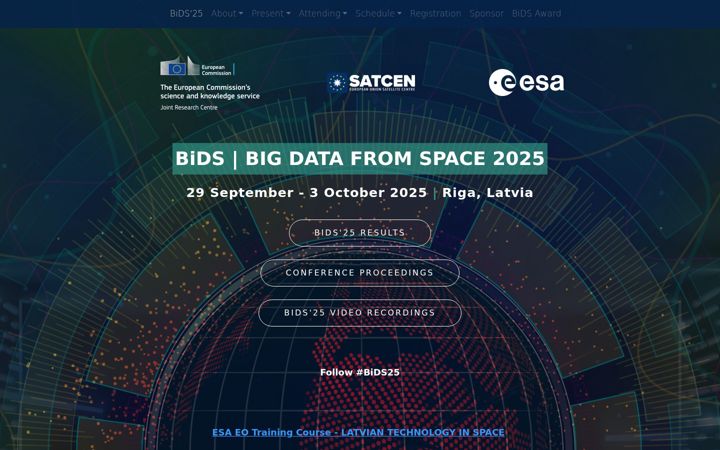 Screenshot stránky bigdatafromspace2025.org