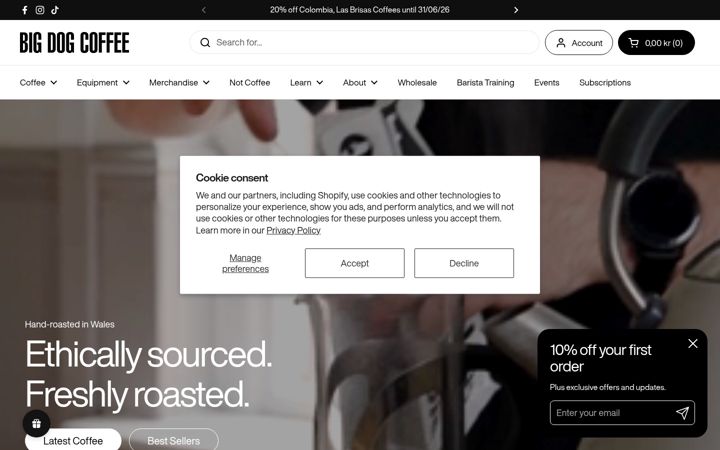 Screenshot of bigdogcoffeeco.com