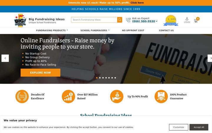Screenshot of bigfundraisingideas.com