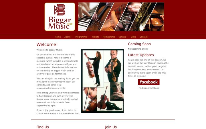 Screenshot of biggarmusic.org.uk