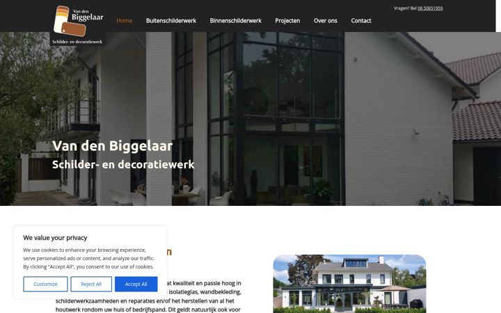 Screenshot of biggelaarschilderwerk.nl