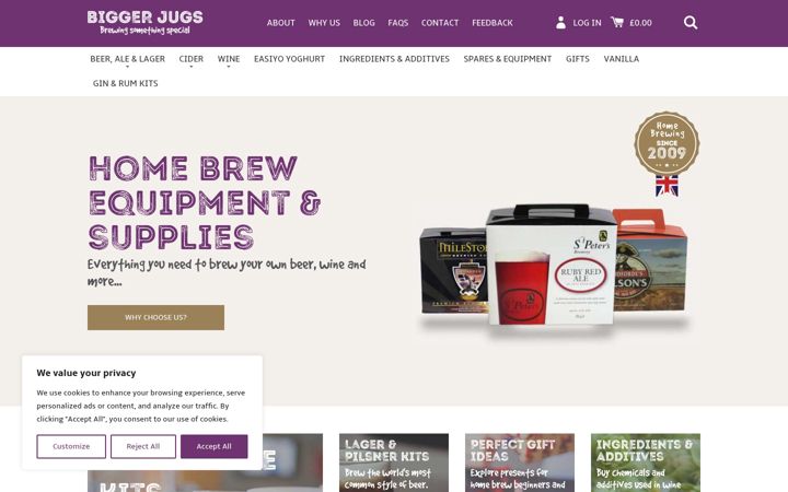 Screenshot of biggerjugs.co.uk